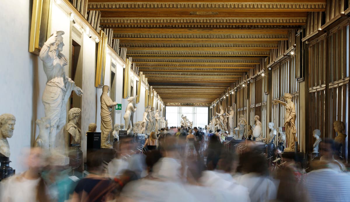 Tourist Damages 18th Century Painting at Uffizi Gallery with Selfie