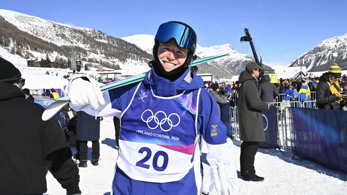 Swedish Olympic skier Rasmus Stegfeldt on the podium at World Cup in Japan