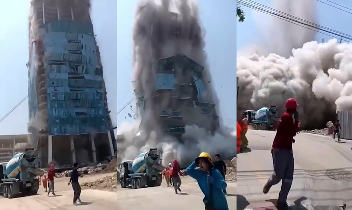 Bangkok Skyscraper Collapse Caught on Camera in 30 Seconds