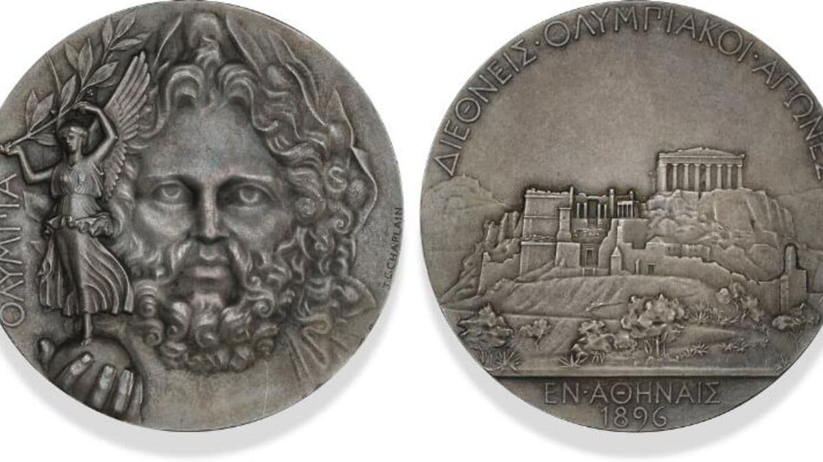 Medal from first modern Olympic Games in Athens 1896 sold at auction in Denmark