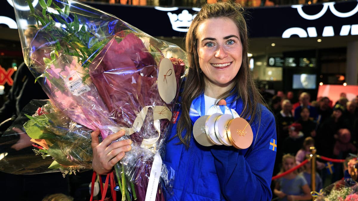 Ebba Andersson celebrated at home in Solna after winning Olympic gold
